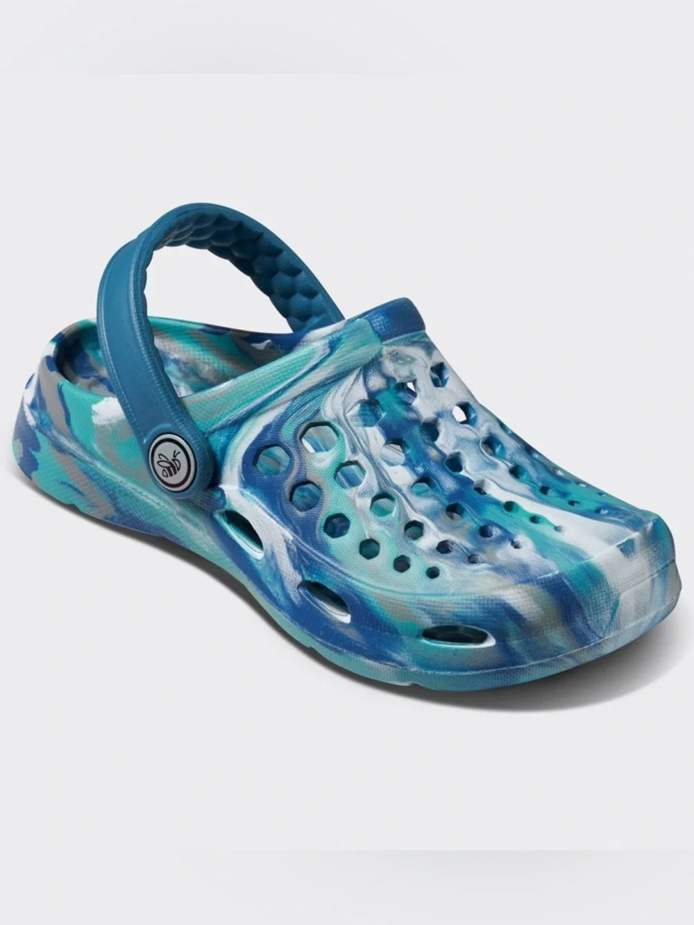 Kids' Blue Green Marble Clogs - Comfortable Waterproof Slip-On Size 8